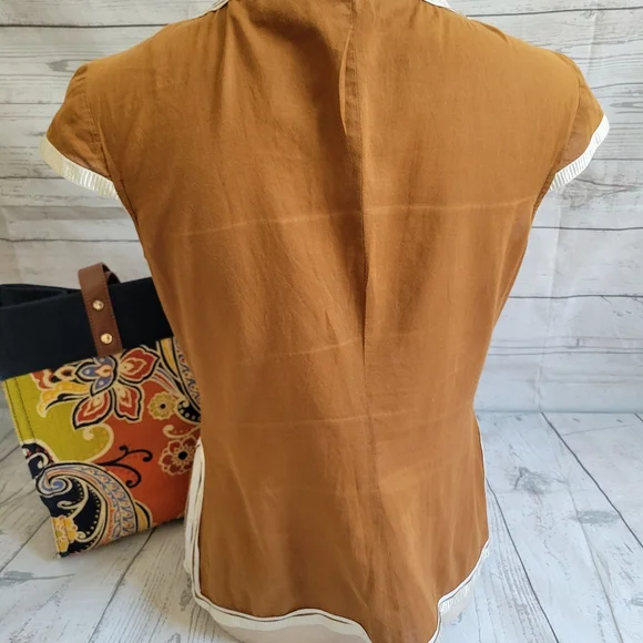 Trina Turk Brown Tunic with Satin Trim - Picture 3 of 5